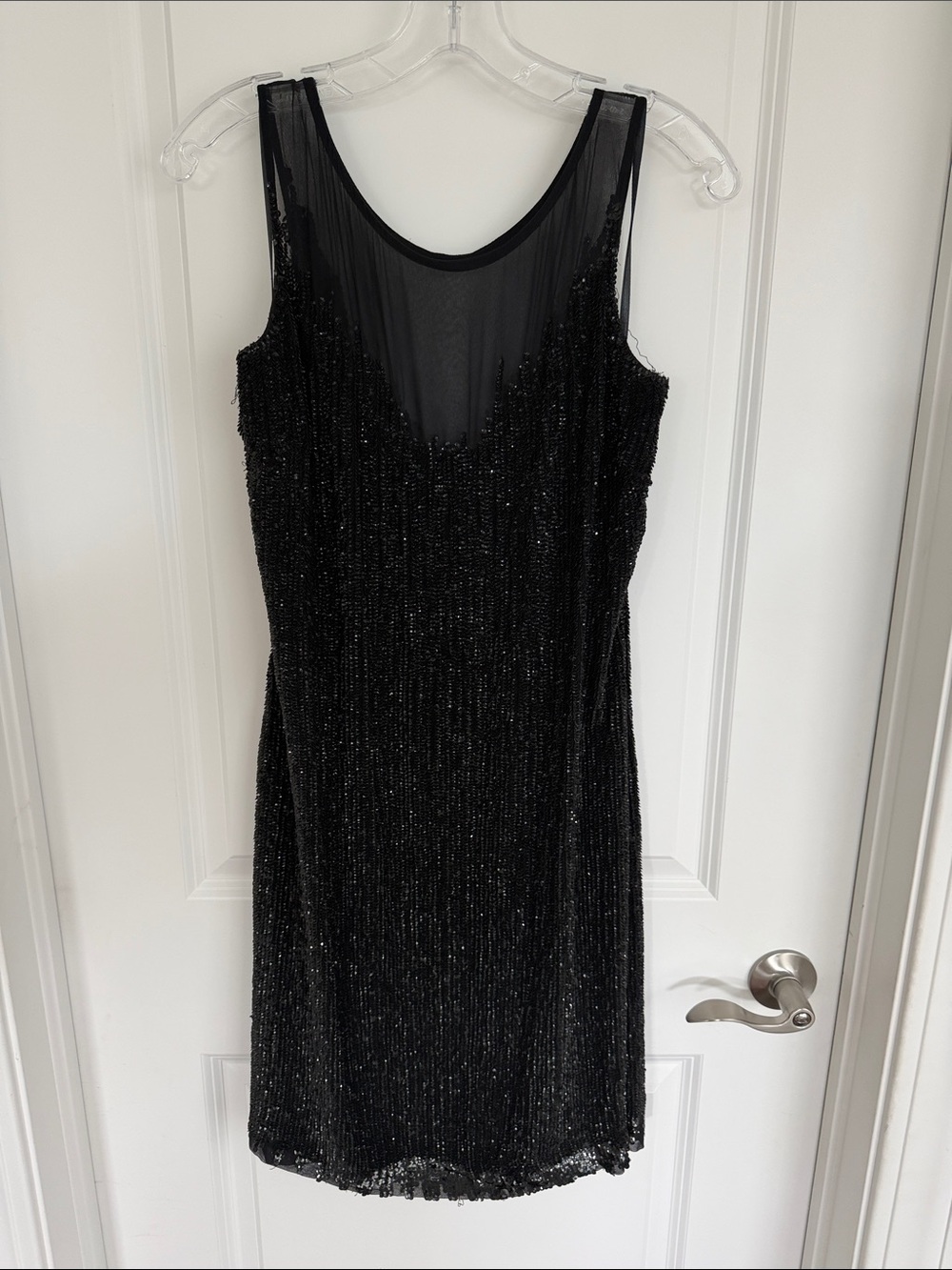 Aidan Mattox 100% silk black sequin dress